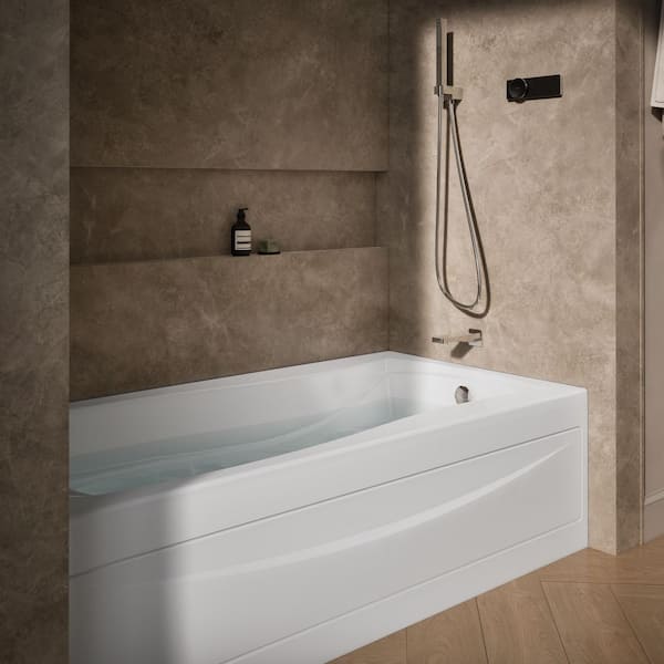 Mariposa 72 in. x 36 in. Soaking Bathtub with Right-Hand Drain in White, Integral Flange