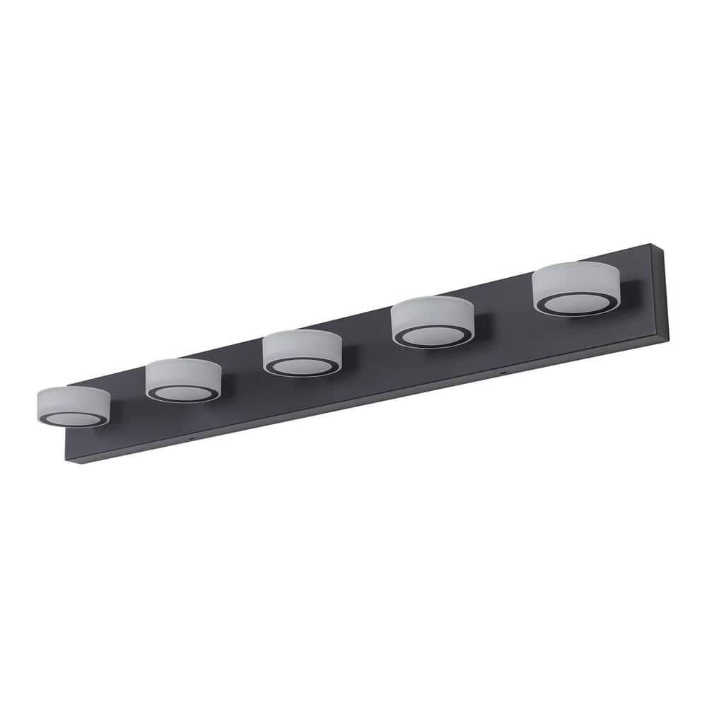 5-Light Modern Black LED Vanity Lights, Acrylic Black Bathroom Vanity Lights Over Mirror -  Jushua, W1340110593