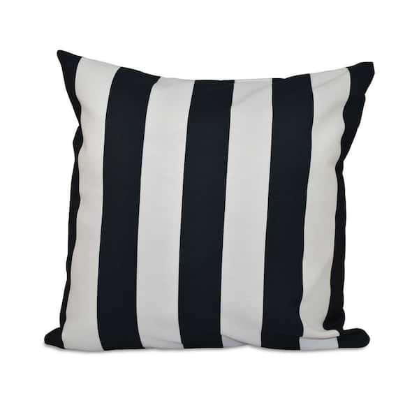 E BY DESIGN LLC Classic Black Striped 16 in. x 16 in. Throw Pillow