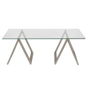 Mariana 46 in. Rectangle Silver Glass Coffee Table