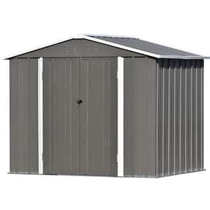 8 ft. W x 6 ft. D Gray Metal Storage Shed with Vents, Lockable Door and Foundation (44 sq. ft.)