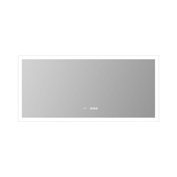Unbranded 60 in. W x 28 in. H Large Rectangular Frameless Anti-Fog LED Front Lighting Wall Mount Bathroom Vanity Mirror