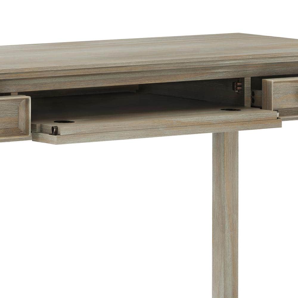 Amherst Distressed Grey Solid Wood Desk with Keyboard Tray