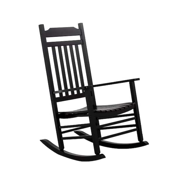 Bplusz Black Wood Outdoor Rocking Chair, Black Wooden Outdoor Rocking Chairs