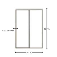47 in. x 80 1/2 in. Aspen White Gloss Painted Steel Frame Prefinished White Hardboard Interior Sliding Door