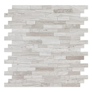 Himalayan Gray 11.77 in. x 11.57 in. x 8 mm Stone Peel & Stick Wall Mosaic Tile (5.68 sq. ft./case)