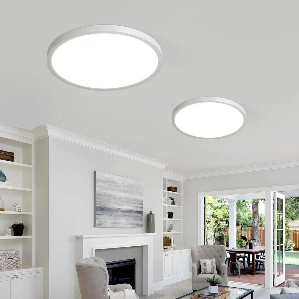 12 in. Round Modern White Integrated LED Flush Mount Ceiling Light, 5CCT, 6-Pack, Dimmable price history on PriceWatchPro