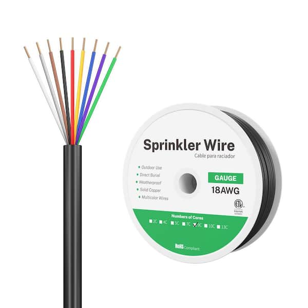18/9 Solid Copper Sprinkler Wire 100 ft. Direct Burial UV Resistant PVC Jacket for Irrigation Systems