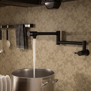 Modern 20 in. Wall Mounted Pot Filler in Matte Black