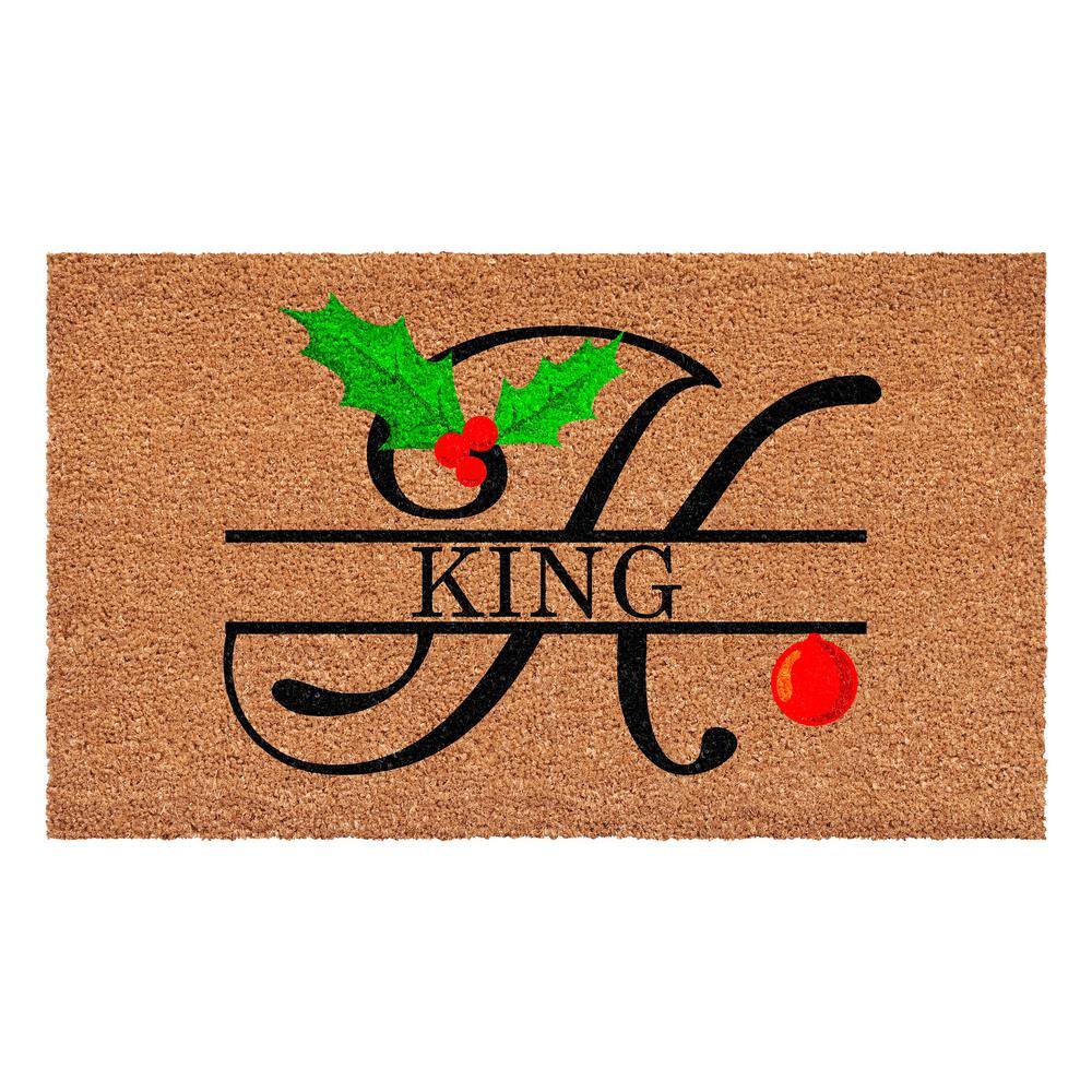 Christmas Holly 48 in. x 24 in. Coir Monogrammed Letter K Door Mat price history on PriceWatchPro