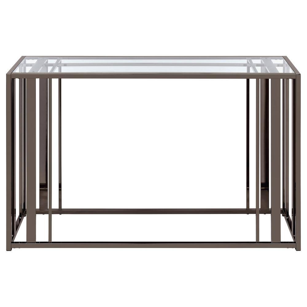 Adri Black Nickel Rectangular Glass Top Sofa Table