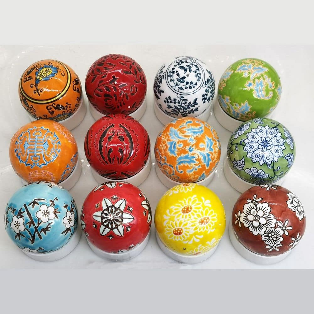 Zaer Ltd. International Yokohama 3 in. Wide Set of 12 Decorative Ceramic  Balls ZR088200 - The Home Depot