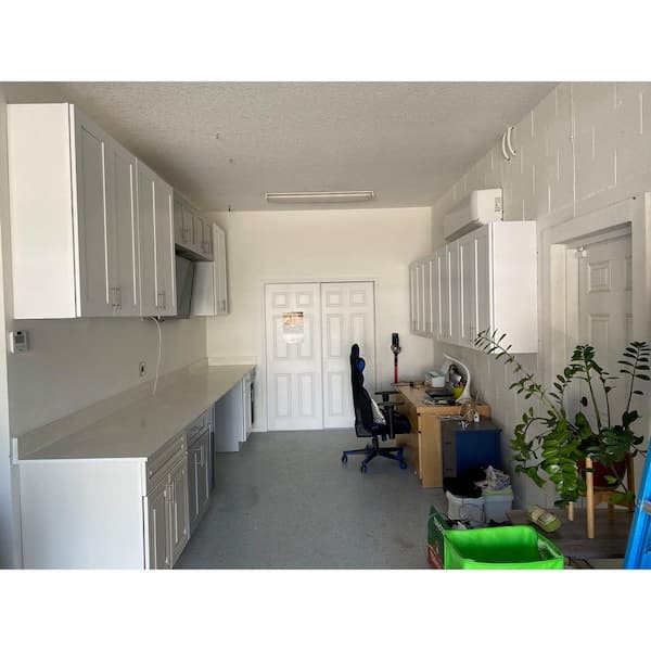 Plywell Ready to Assemble 24x42x12 in. Shaker Double Door Wall Cabinet with 3-Shelf in White