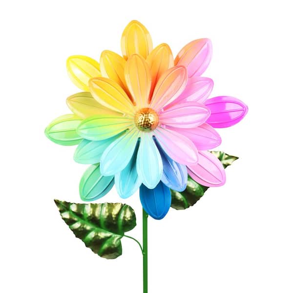 Exhart Bouncing Daisy Flower 2.88 ft. MultiColor Metal Garden Stake