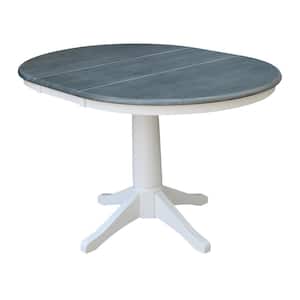 White/Heather Gray 36 in. x 48 in. Oval Extent Top Dining Height Pedestal Table