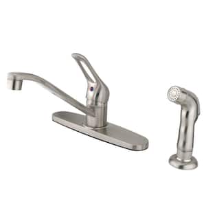 Wyndham Single-Handle Deck Mount Centerset Kitchen Faucets with Side Sprayer in Brushed Nickel