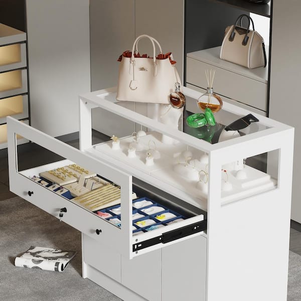 Homsee White Storage Cabinet Bedroom Dresser Armoire Island White