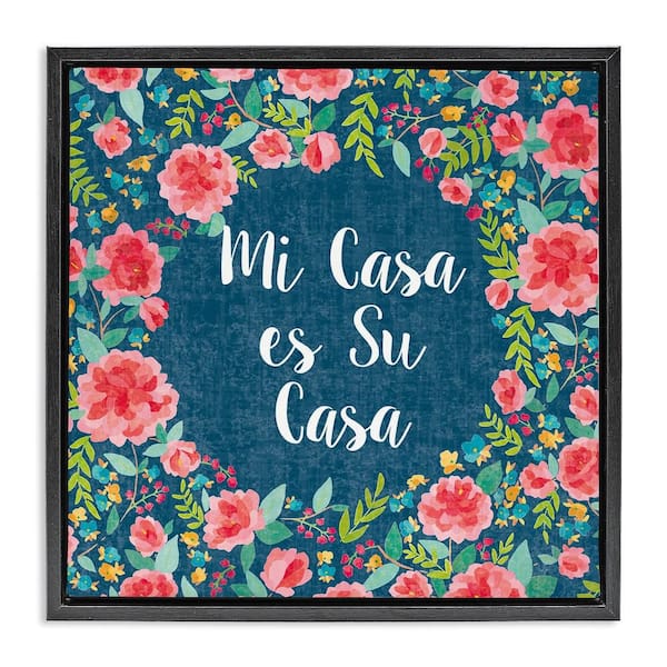 Stupell Industries Florals Our House by Harriet Sussman Black Floater Frame Typography Graphic Art Print 18 in. x 18 in.