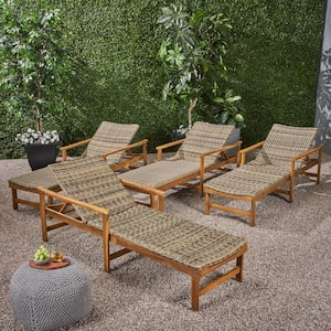 Hampton Natural 4-Piece Wood Outdoor Chaise Lounge