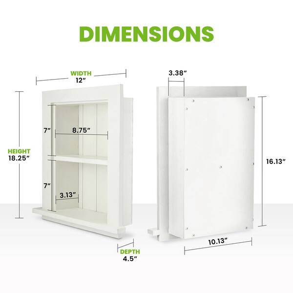 AdirHome 12.75 in. W x 4.75 in. D x 18.11 in. H Wood Recessed