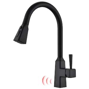 Single Handle Touchless Pull Down Sprayer Kitchen Faucet in Matte Black