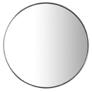 Simplicity 20 in. W x 20 in. H Round Framed Wall Mirror in Brushed Nickel