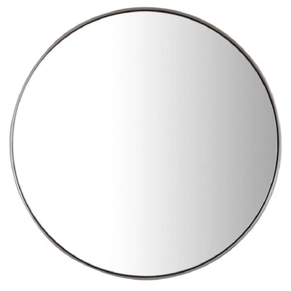James Martin Vanities Simplicity 20 in. W x 20 in. H Round Framed Wall Mirror in Brushed Nickel