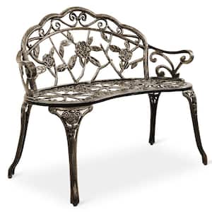 2-Person Accented Bronze Accented Bronze Cast Aluminum Outdoor Bench
