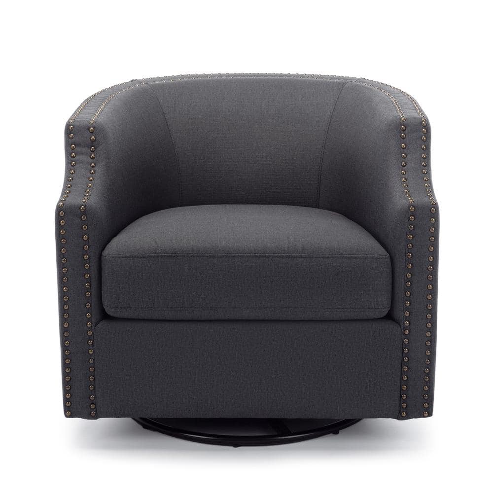 Aerin Ashen Grey Upholstered Swivel Barrel Chair809127 The Home Depot