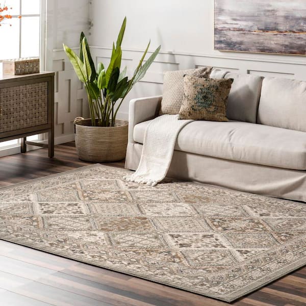 Melange Tiles Taupe 8 ft. Indoor Area Rug