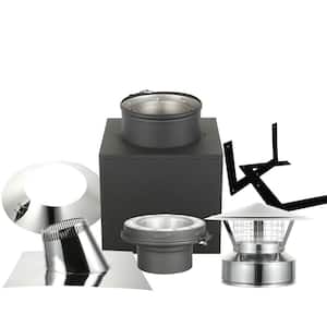 AllFuel 6 in. x 12 in. Double Wall Chimney Pipe Starter Kit for Cathedral Ceilings and Flat Roof
