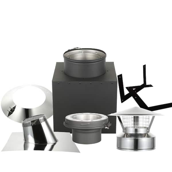 ALLFUEL HST AllFuel 6 in. x 12 in. Double Wall Chimney Pipe Starter Kit for Cathedral Ceilings and Flat Roof