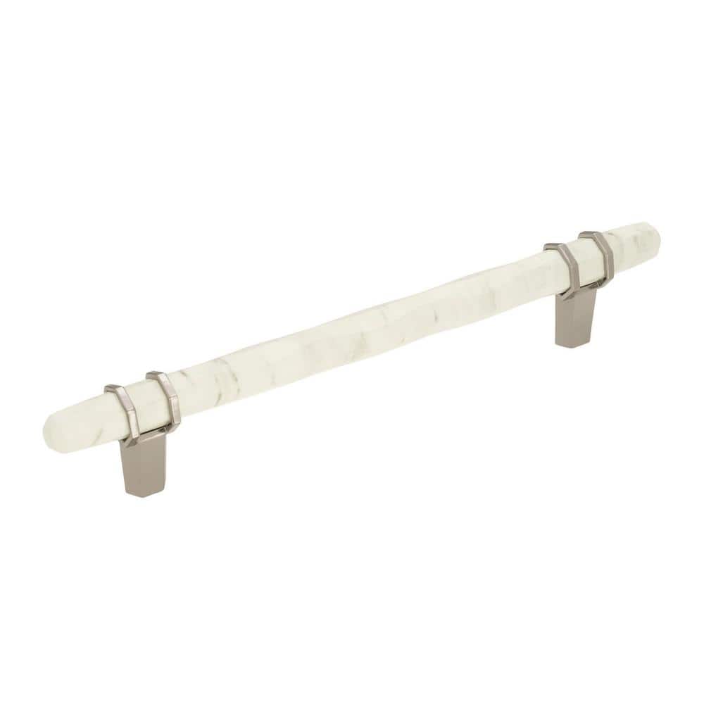 Carrione 6-5/16 in. (160mm) Modern Marble White/Polished Nickel Bar Cabinet
