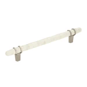 Carrione 6-5/16 in. (160 mm) Marble White/Polished Nickel Drawer Pull