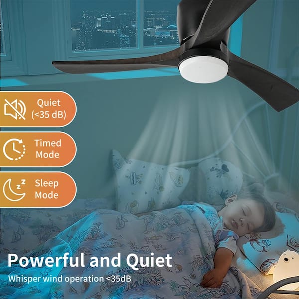 42 in. Solid Wood Black Walnut Ceiling Fan with Light-Flush Mount
