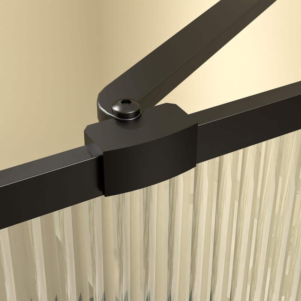 33"W x 58"H Matte Black Framed Fluted Glass Tub Door