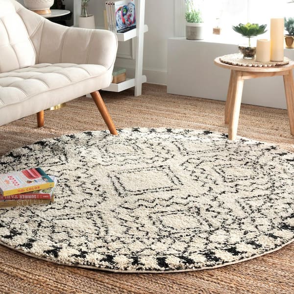 Vasiliki Moroccan Tassel Shag Off-White 8 ft. Round Rug