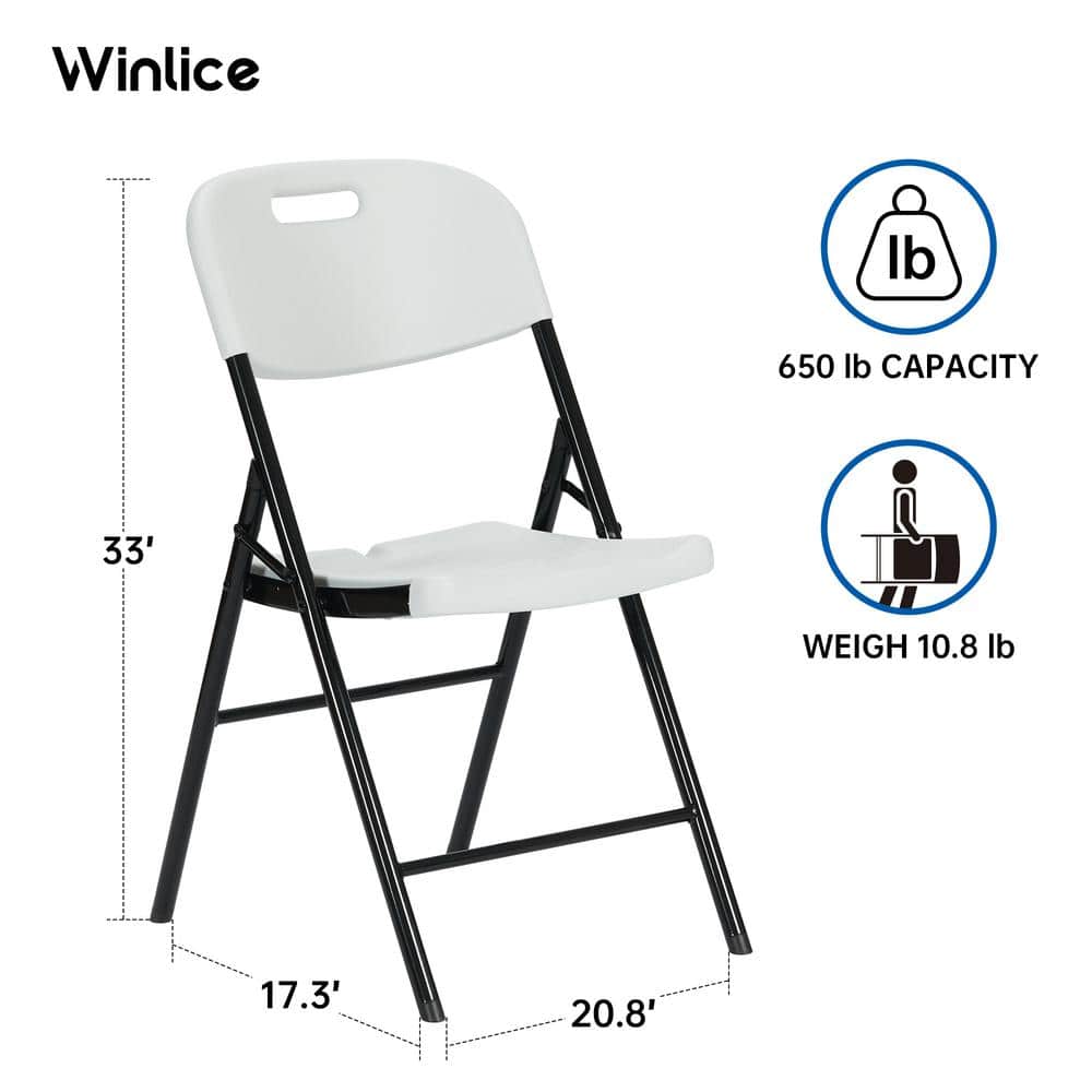 White Powder Coated Steel 8-Piece Folding Dining Chairs
