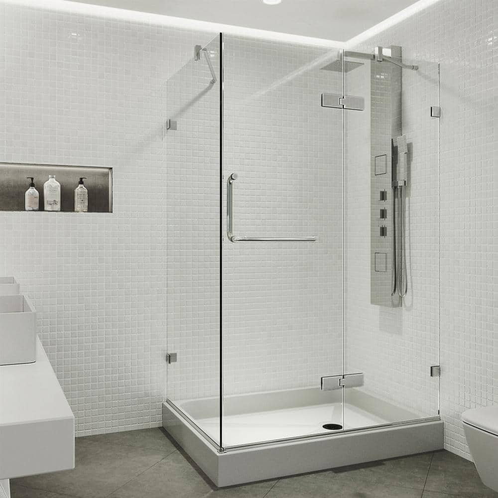 Monteray Frameless Chrome Shower Enclosure with Clear Glass and Base