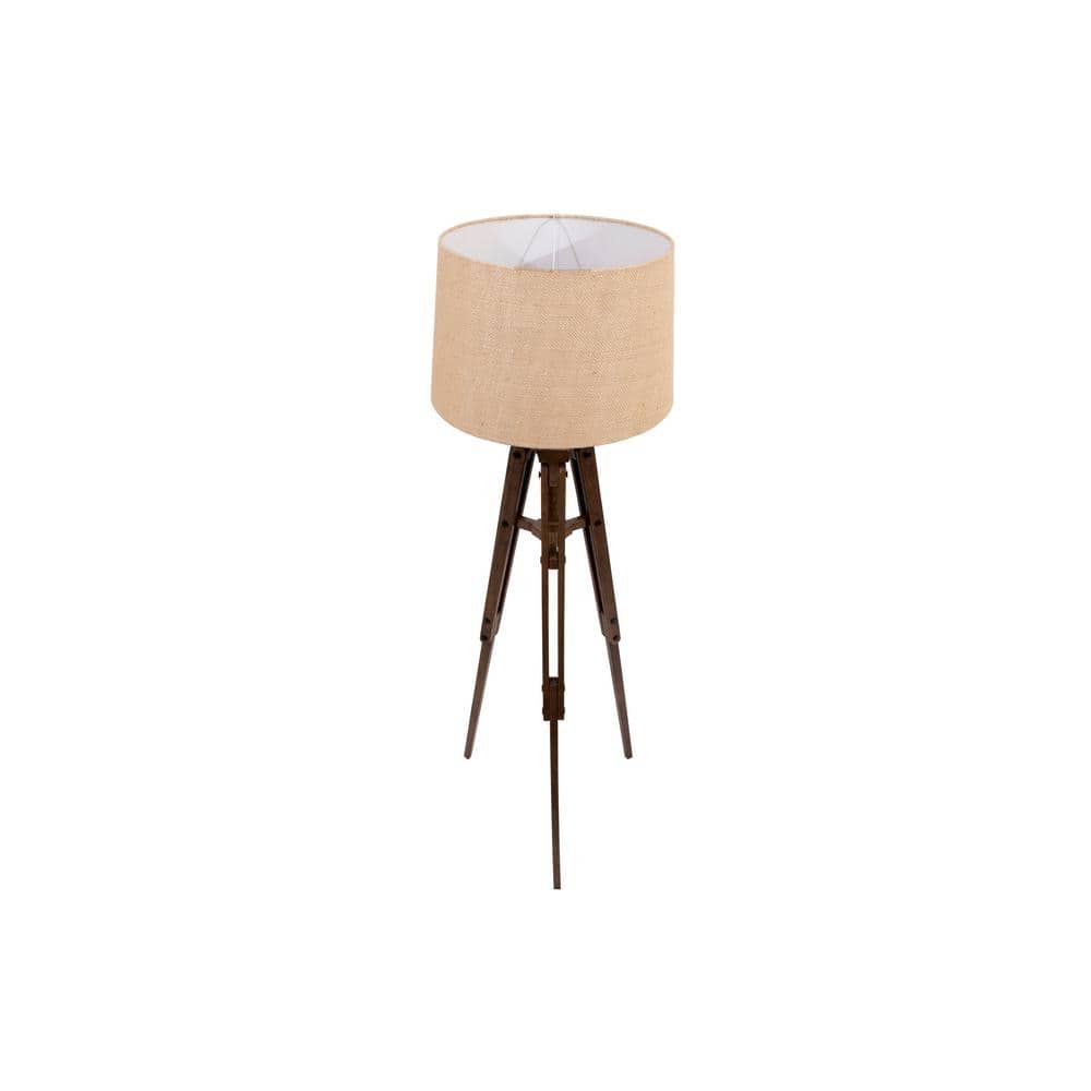 Mariner Adjustable Wood Tripod Floor Lamp with Burlap Shade