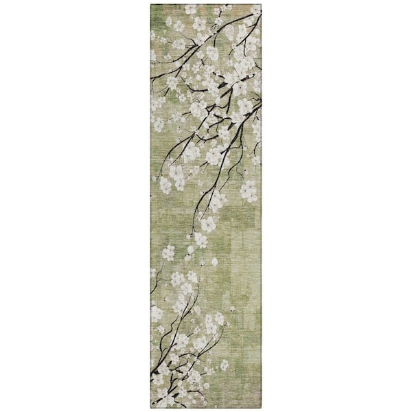 Chantille Machine Washable Indoor/Outdoor Abstract ACN2248 Aloe 2 ft. 3 in. x 7 ft. 6 in. Runner Rug