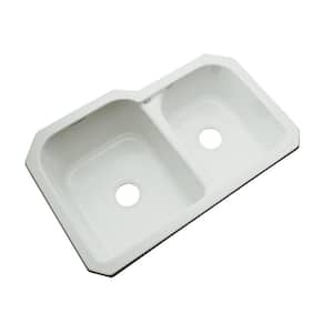 Cambridge Undermount Acrylic 33 in. 0-Hole Double Bowl Kitchen Sink in Sterling Silver