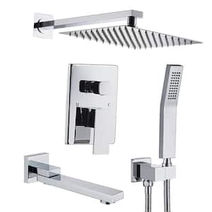11.8 in. 1-Spray 1.8 GPM Shower Head and Handheld Shower Head in Chrome, All-Metal Structure