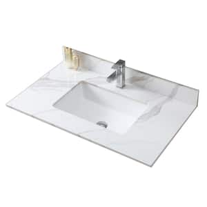 37 in. W x 22 in. D Engineered Stone Composite Carrara Gold Rectangular Single Sink Vanity Top