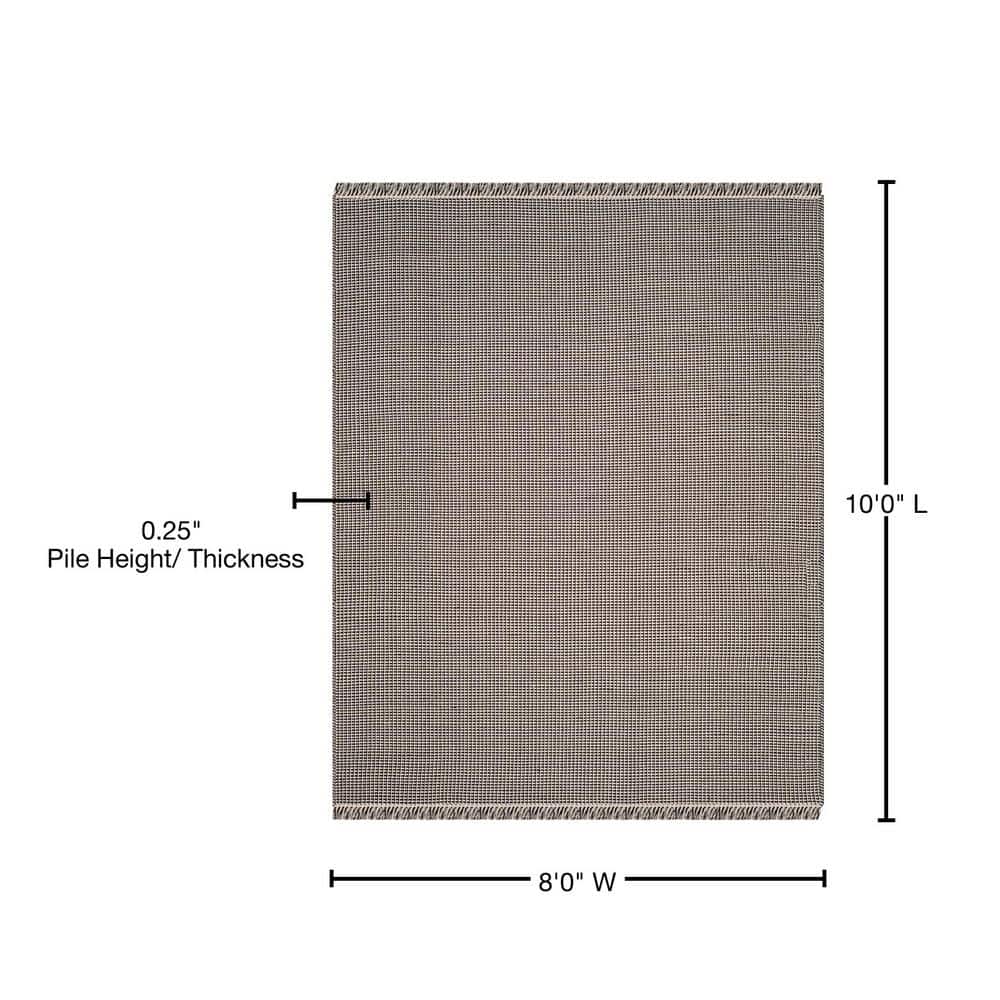 Ivory and Black Handwoven Cotton 8' x 10' Area Rug