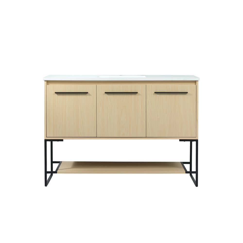 Simply Living 48 in. Single Bathroom Vanity in maple with Engineered Marble