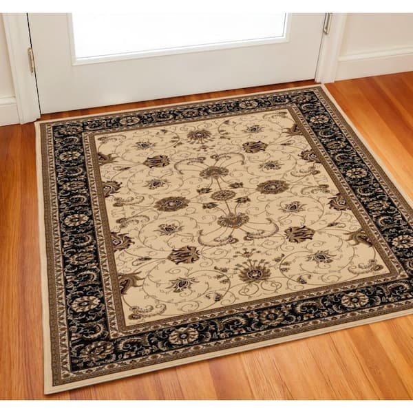 Black 2 x 2 ft. Woven Oriental Square Indoor Area Rug