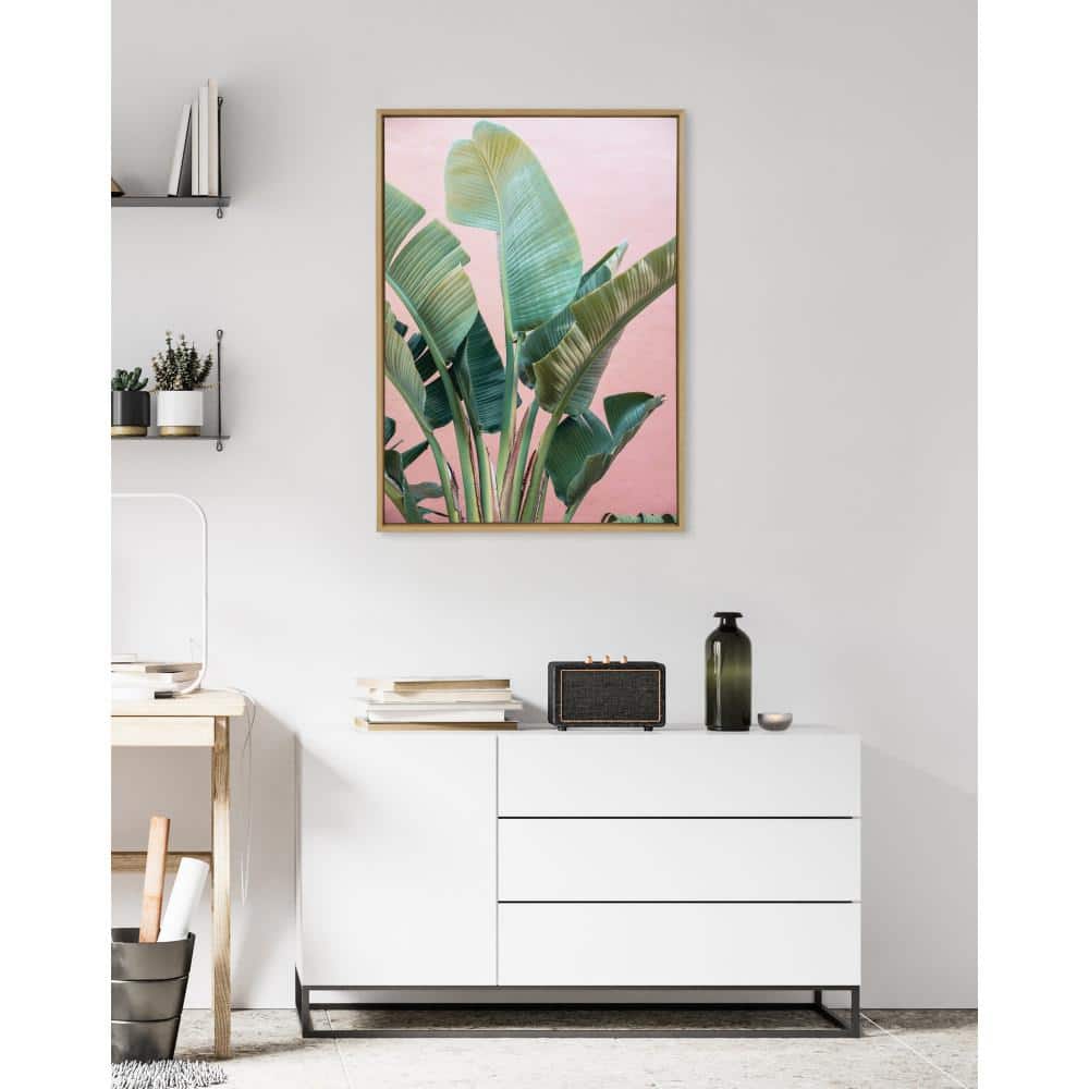 Tropic Pink Framed Canvas Wall Art with Natural Wood Frame