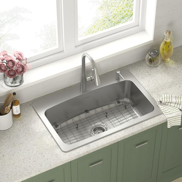 Fairbury 2S Stainless Steel 33 in. Single Bowl Drop-in Kitchen Sink