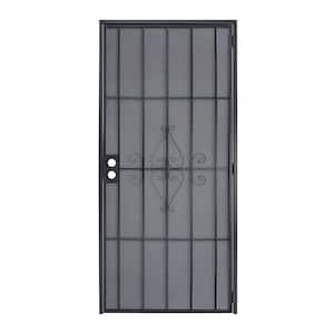 Sentinel 36 in. x 80 in. Universal/Reversible Black Steel Surface Mount Security Door w/Galvanized Expanded Metal Screen